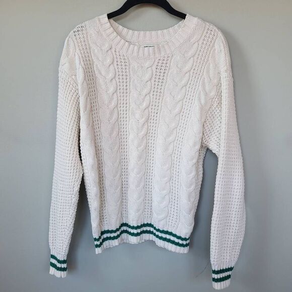 American Eagle Outfitters Sweaters - American Eagle Outfitters Womens Small Chunky Cable Knit Sweater White Green